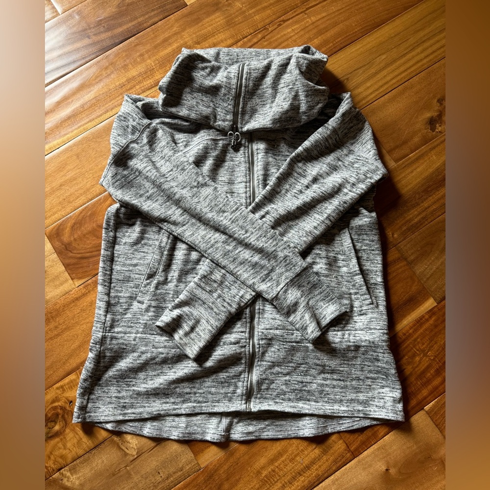 Athleta Cowl Neck Zip Up Sweatshirt - Gray